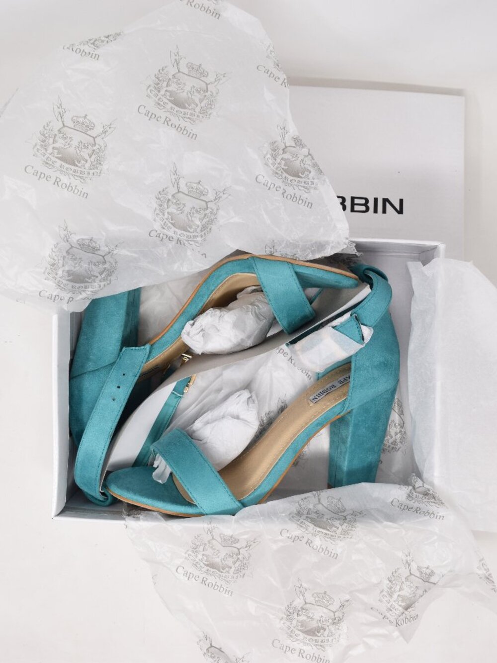 Cape Robbin Formal Opinion Lisa 1 Sz 7.5 Turquoise New Block Heels Open Toe